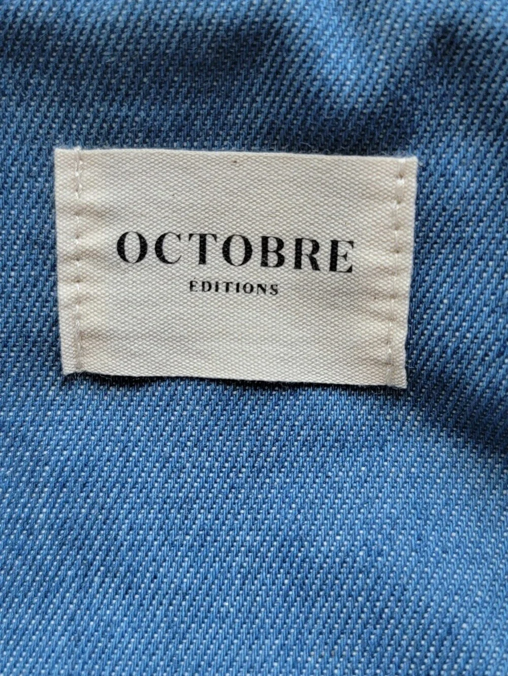 OCTOBRE/Sezane Blue Canvas Duffel Bag with Cream Handles